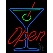 Cocktails Bar Open LED Neon Sign 19 x 15 - inches, Clear Edge Cut Acrylic Backing, with Dimmer - Bright and Premium built indoor LED Neon Sign for Bar decor.