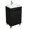 thumbnail image 5 of Wonline 20" Small Bathroom Vanity with Sink Bathroom Cabinet Sink Black Wood Storage with Undermount Vessel Sink Faucet, 5 of 6