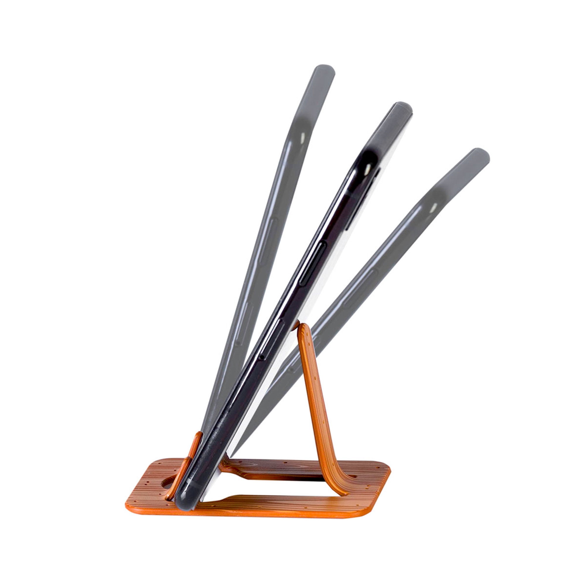 Flexistand Phone Stand and Phone Holder for iPhone and Android, Mobile Phone Desk Stand Compact, Adjustable Flexible Mobile Desk Office Stand Travel Portable Samsung Holder Dock (Wood)