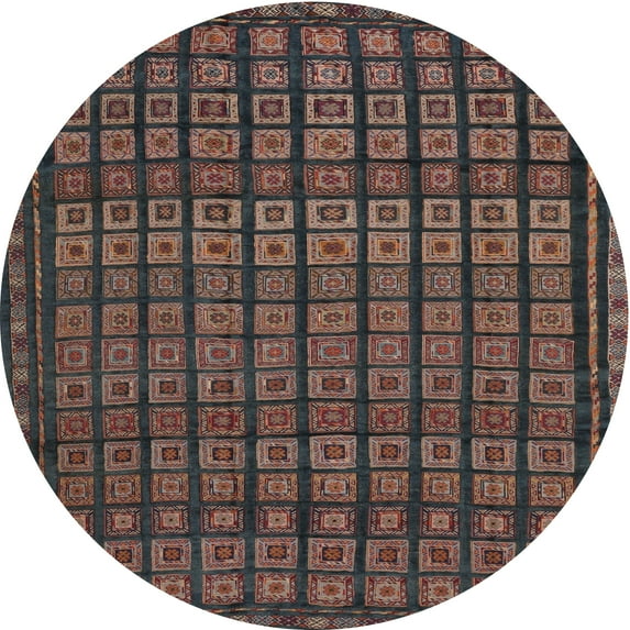 Ahgly Company Machine Washable Indoor Round Contemporary Bakers Brown Area Rugs, 4' Round