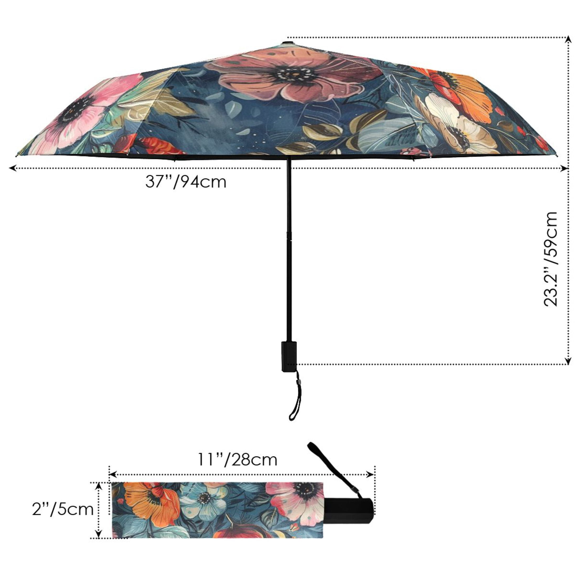 ALAZA Boho Floral UPF 50+ Compact Folding Umbrella for Rain Travel Umbrella Packable