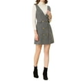 thumbnail image 2 of INSPIRE CHIC Women's Button V Neck Plaid Tweed High Waist Office Overall Dress, 2 of 6