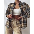 thumbnail image 4 of ZAFUL Women Casual Casual Button Up Pocket Plaid Shirt Yellow M, 4 of 6