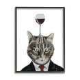 thumbnail image 2 of Stupell Industries Cat In Suit Wine Glass Animals & Insects Painting Gray Framed Art Print Wall Art, 2 of 5