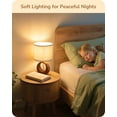 thumbnail image 2 of EDISHINE Small Table Lamp, Wood Nightstand Lamp with Beige Linen Lampshade & ON-Off Switch, E26 Base, Boho Bedside Lamp for Living Room, Bedroom, Dark Pearwood, 2 of 7