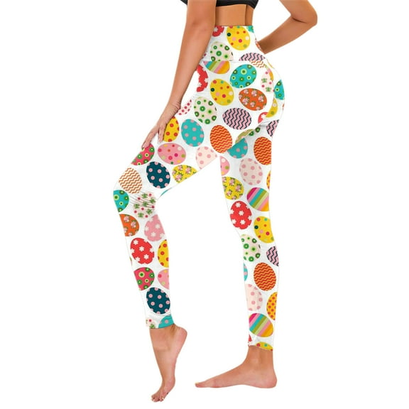 Arlun Happy Easter Day Women's Leggings Tummy Control Fashion Easter Day Cute Full Printed Workout Leggings Stretchy Soft Comfy High Waisted Casual Athletic Pants Yellow XL