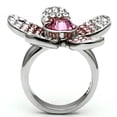 thumbnail image 3 of High polished (no plating) Stainless Steel Ring with Top Grade Crystal in Rose for Women Rose Stone Color Style TK654 Size 5, 3 of 4