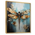 thumbnail image 2 of Designart "Amber Creature Teal Damselfly Drops" Animals Floater Framed Canvas Wall Art, 2 of 7