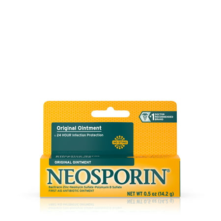 Neosporin Original First Aid Antibiotic Ointment with Bacitracin, Zinc For 24-hour Infection Protection, Wound Care Treatment and the Scar appearance minimizer for Minor Cuts, Scrapes and Burns,.5