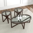 thumbnail image 2 of M optimized 46" Coffee Table Round Glass End Table Living Room Side Table with Solid Wood Tripod, Modern Coffee Table for Bar Home Terrace, 2 of 9