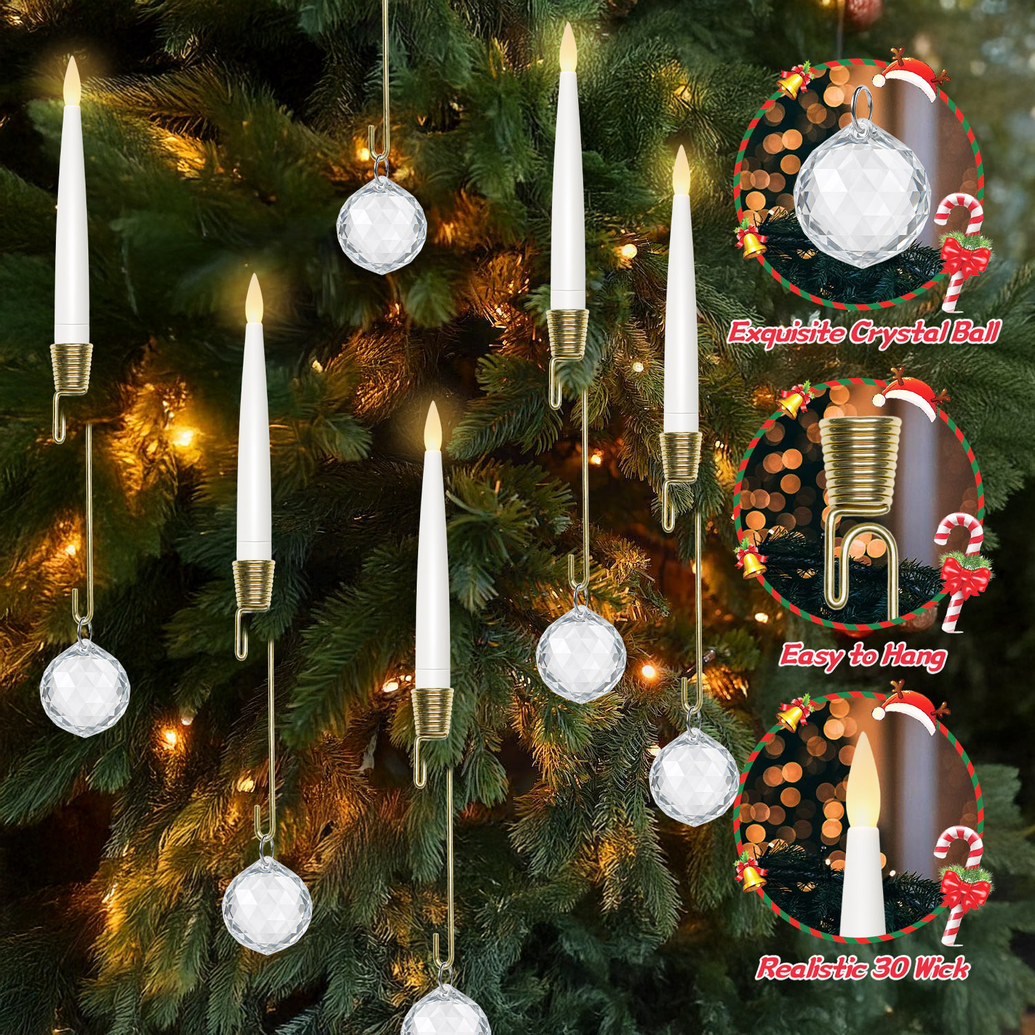 12 Pack LED Flameless Taper Candles with Remote and Timer, Battery Operated Flickering Window Candlesticks for Christmas Wedding Home Decor