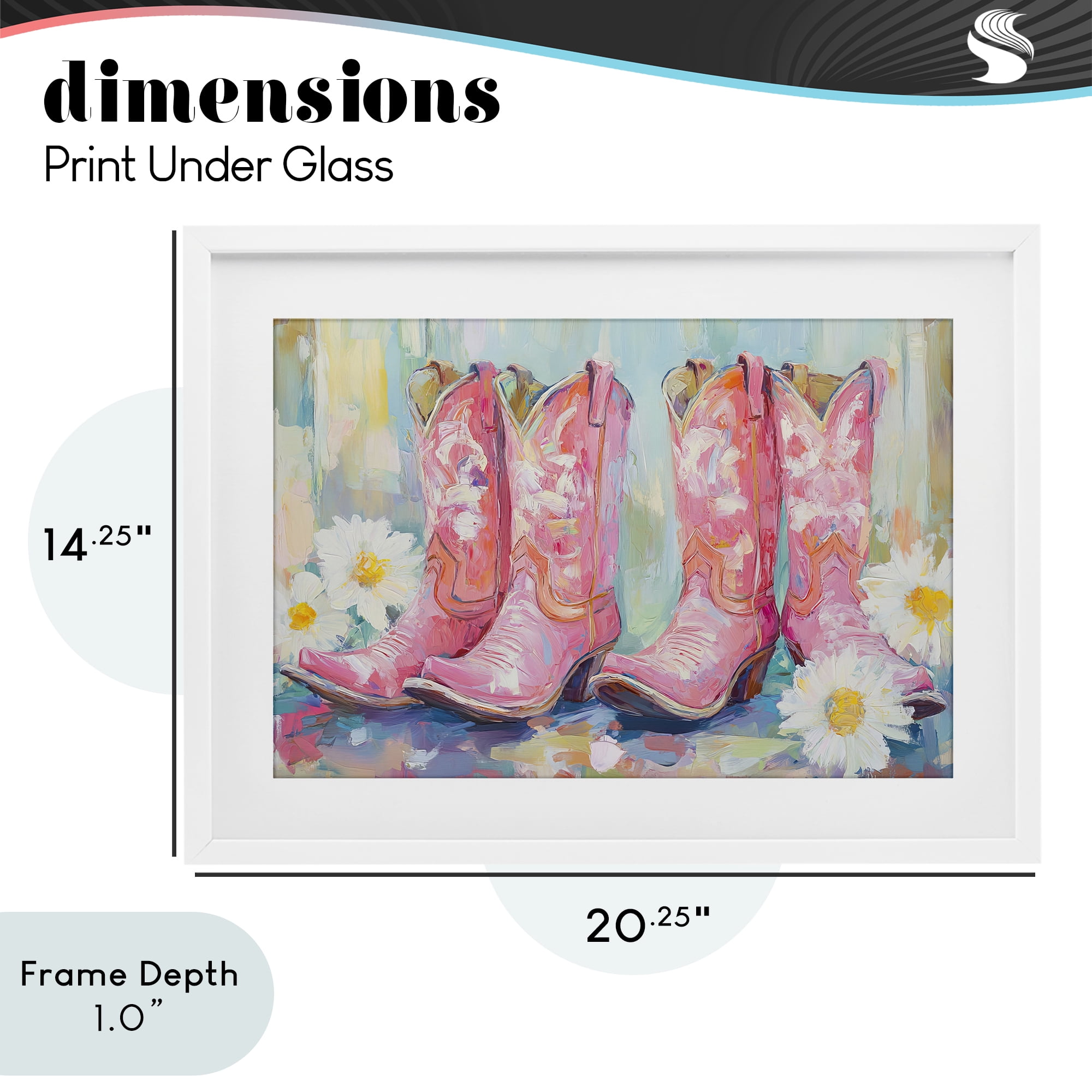 Stupell Industries Pink Cowgirl Boots Pairs White Framed Print Under Glass, design by Tina LeCour