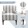 thumbnail image 3 of PIA RICCO Stripe Accent Chair Upholstered Armchair with Wood Legs Comfy Single Sofa for Living Room, Gray, 3 of 5