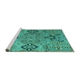 thumbnail image 2 of Ahgly Company Machine Washable Indoor Rectangle Abstract Turquoise Blue Modern Area Rugs, 2' x 4', 2 of 4
