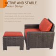 thumbnail image 3 of Krikacy Wicker Ottoman, All-Weather HDPE Hand-Woven Rattan Footstool, Red, 3 of 6