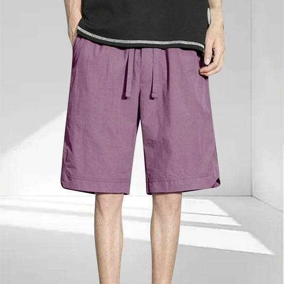 Mens Shorts M-4xl 9 Inch Elastic Waist Casual Track Shorts Summer Workout Running Shorts with Pockets
