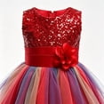 thumbnail image 6 of Toddler Girls Sparkly Sequin Rainbow Tulle Dress Soft Cotton Lining Flower Waist Princess Gown for Special Occasion Photoshoot Halloween, 6 of 7