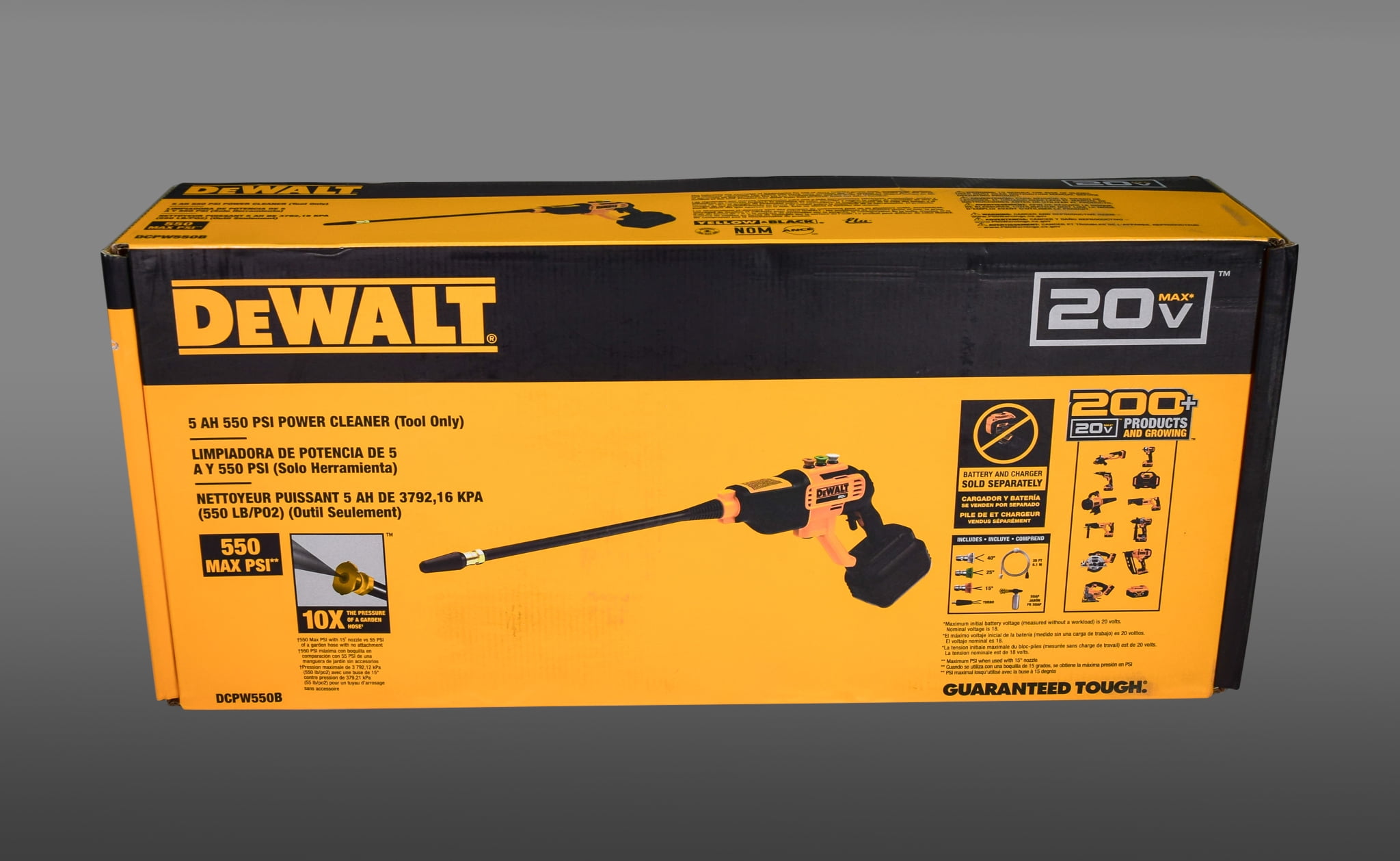 20V 550 PSI, 1 GPM Cordless Power Cleaner w/ 4 Nozzles Tool-Only DCPW550B - Walmart.com
