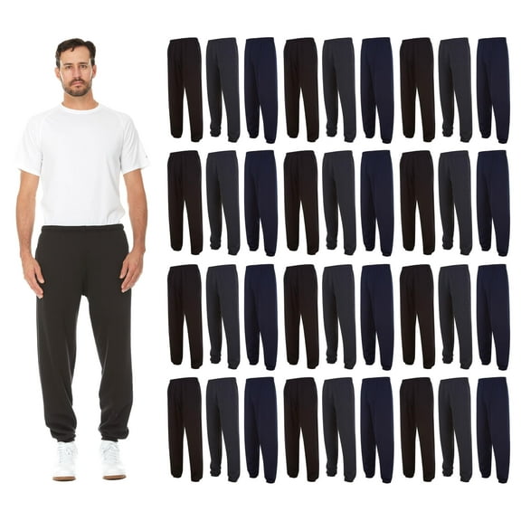 Yacht & Smith 36 Pack of Wholesale Mens Jogger Sweatpants, Homeless Shelter Donation Case, Comfy Bulk Joggers for Men