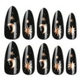 thumbnail image 5 of 24Pcs French Tip Almond Faux Nails with Star Designs Gothic Black Easy for Parties and Daily Wear, 5 of 8