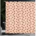 thumbnail image 3 of Ambesonne Pastel Cartoon Shower Curtain, Smiling Bears Hearts, 69"Wx75"L, Blush Brown and Peach, 3 of 4