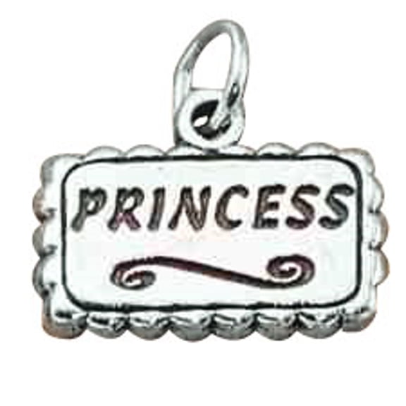 Sterling Silver 16" .8mm Box Chain Rectangular PRINCESS Word Pendant Necklace
