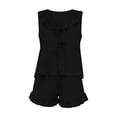 thumbnail image 4 of Womens Pajama Sets Soft Tank Top Shorts Bridal 2 Piece Pajama Set Summer Pajamas for women Set Black L, 4 of 5