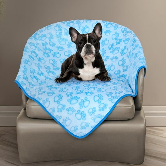 Manta de peluche para perros de felpa azul suave, 61 x 81 cm, pequeña