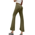 thumbnail image 2 of Customer Favorite,Ladies' Yoga Pants, Elastic Waist, Micro Flared, Casual, Versatile, Workout, Comfort, Stretchy Material Perfect for Date Night|Polyester,Spandex,Army Green,Sopatenor, 2 of 9