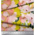 thumbnail image 1 of Soimoi Yellow Rayon Fabric Leaves & Magnolia Floral Print Fabric by the Yard 42 Inch Wide, 1 of 3