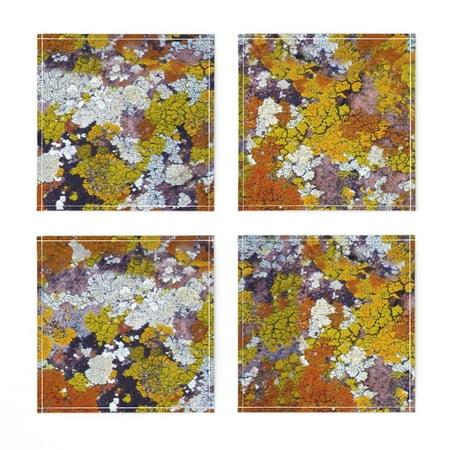 

Linen Cotton Canvas Cocktail Napkins (Set of 4) - Colorful Abstract Paint Splotches Burnt Orange Mustard Fall Colors Print Cloth Cocktail Napkins by Spoonflower