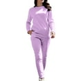 thumbnail image 6 of Aihuaihua Women Warm Pajama Sets Lined Long Sleeve Crewneck Sweatshirt Pullover and Drawstring Jogger Pants Loungewear Sets Winter Clothes Purple, 6 of 6