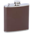 thumbnail image 1 of Maxam 6oz Stainless Steel Flask With Brown Genuine Leather Wrap, 1 of 1