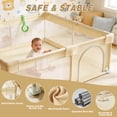 thumbnail image 3 of Easy4Home Large Baby Playpen 48"x48" Toddler Play Yards Safety Fence, Beige, 3 of 9