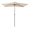 thumbnail image 1 of FLAME&SHADE 6.5 x 10 ft Rectangular Solar Powered Outdoor Market Patio Table Umbrella with LED Lights and Tilt, Beige, 1 of 7