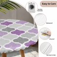 thumbnail image 5 of Purple Grey Morocco Lattice Round Fitted Tablecloth with Elastic Edge,Waterproof Table Cloth Fits Tables Up to 55"-60",Wipeable Washable Table Cover for Indoor Outdoor Dinning Party,Geometric Plaid, 5 of 9