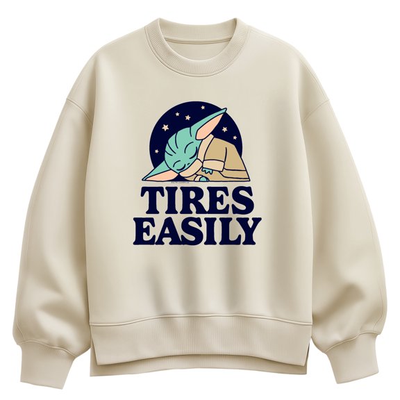 Star Wars - Tires Easily Grogu - Women's Oversized Fleece Crew Sweatshirt