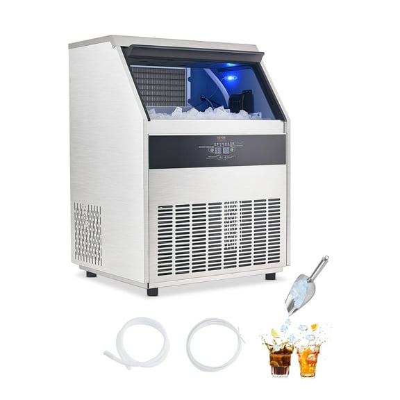 VEVOR 300lbs/24H Commercial Ice Maker,126 Ice Cubes in 15 Minutes, Freestanding Ice Maker Machine with 88lbs Large Storage Capacity for Bar Office Restaurant