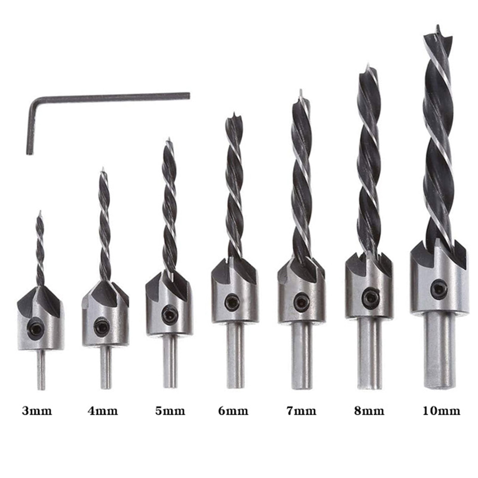 5 Flute Countersink Drill Bit Set Reamer Woodworking Chamfer New Home Tools