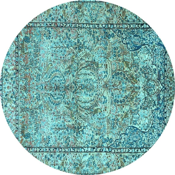 Ahgly Company Indoor Round Persian Light Blue Traditional Area Rugs, 4' Round