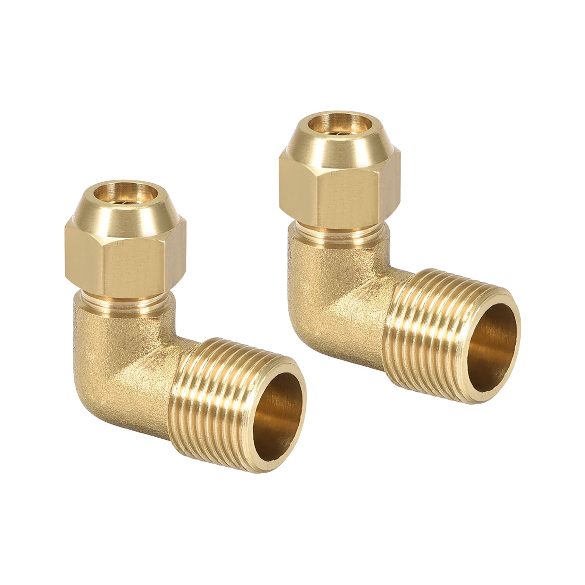 Brass Compression Tube Fitting,90 Degree Elbow,G3/8 Male x 8mm Tube OD Flared Fitting 2PCS