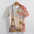 thumbnail image 3 of Blossoming Paris Eiffel Tower T Shirts Basic T-Shirt Short Sleeve Ladies Tee Shirt Summer Graphic Clothing, 3 of 6