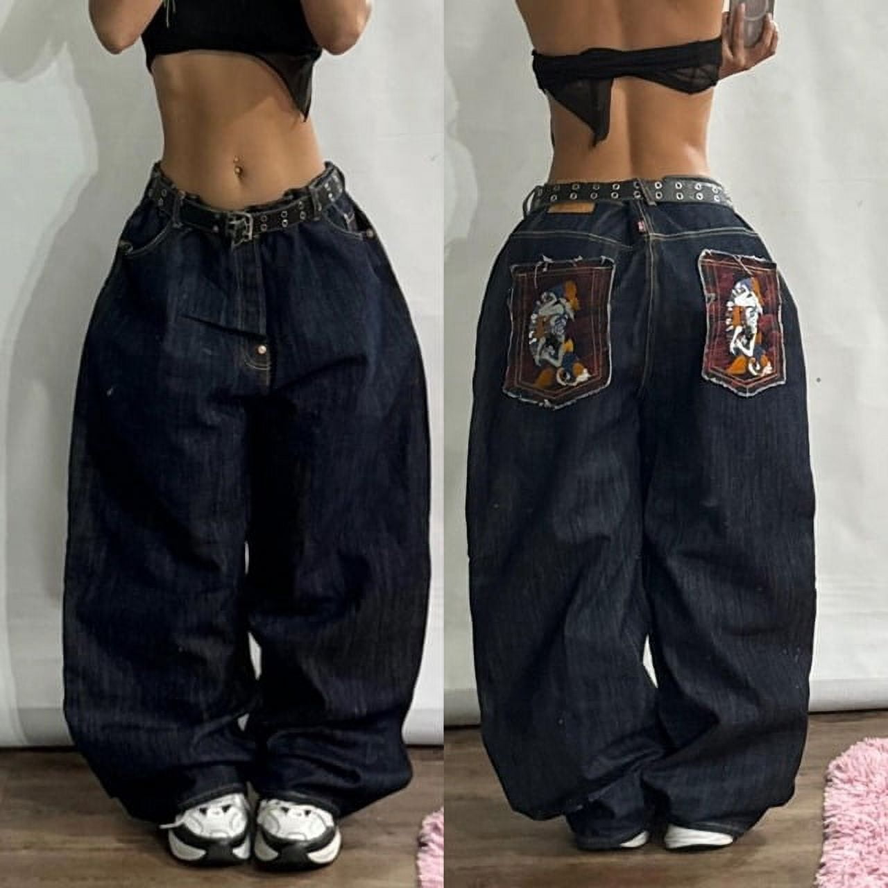 Streetwear New Fashion Oversized Print Baggy Jeans Y2K