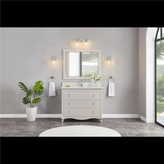Legion Furniture WS2512-42-DW 42 in. Dreamy White Finish Solid Wood Sink Vanity, 1 in. Artificial Stone Top