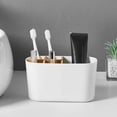 thumbnail image 2 of Divided Bathroom Countertop Organizer, 6.89-Inch Plastic Toothbrush Holder and Toiletry Storage Box with Removable Compartments, White, 2 of 5