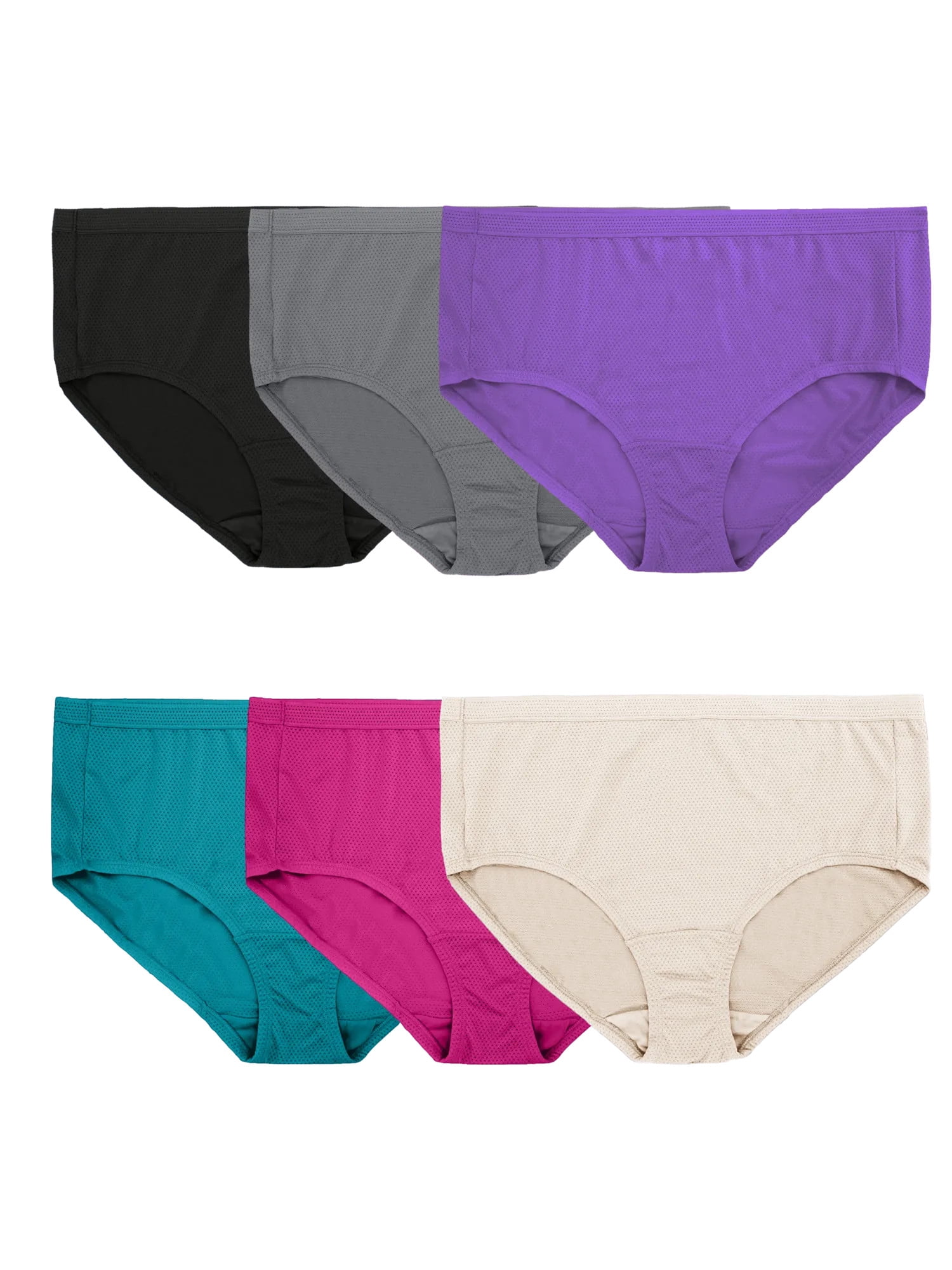 Fit for Me by Fruit of the Loom Women's Plus Size Breathable Micro-Mesh Brief Underwear, 6-Pack