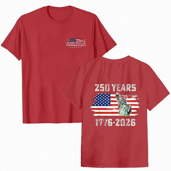 Leey-World 250 Years America Anniversary 250th Independence Day Freedom T-Shirt 250th Anniversary Usa Shirt(Red,3XL)