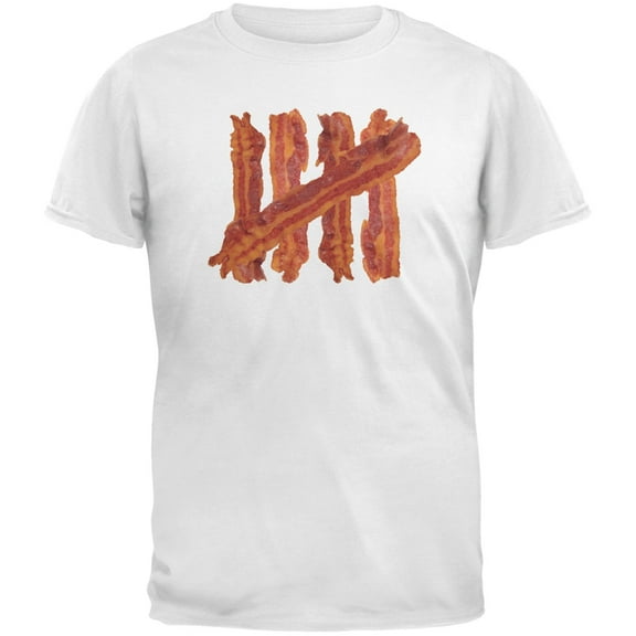 Bacon Strip Tally Marks White Adult T-Shirt - X-Large