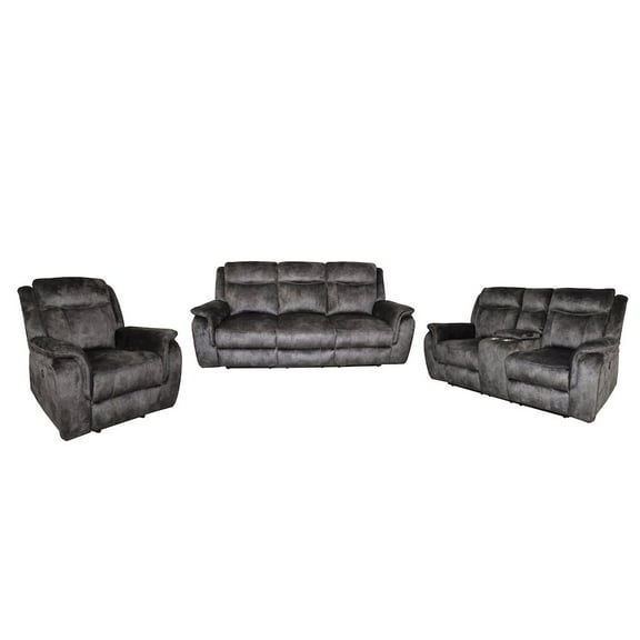New Classic Furniture Park City 3-Piece Fabric Power Living Room Set, Slate
