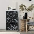 thumbnail image 3 of Sorbus Drawer Nightstand Chest End-Table Dresser - White Frame Black Marble, 3 of 6
